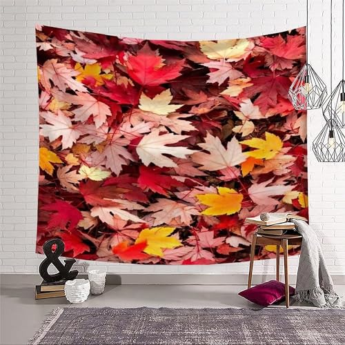 PUOJIEAT Wandteppich Herbst, Wandbehang Ahornblatt Wandteppich Aesthetic Tapisserie Wandtuch 3D Tapestry für Schlafzimmer Wohnzimmer Zimmer Deko 130x150 cm 3234-GT von PUOJIEAT