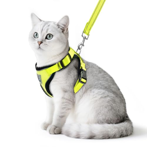 PUPTECK Katzengeschirr und Leine Set Flucht Beweis Reflektierende Katze Walking Geschirr Einstellbare weiche atmungsaktive Mesh-Weste für kleine Haustiere gelb, S PUPTECK Katzengeschirr und Leine Set Flucht Beweis Reflektierende Katze Walking Geschirr Einstellbare weiche atmungsaktive Mesh-Weste für kleine Haustiere gelb, S von PUPTECK