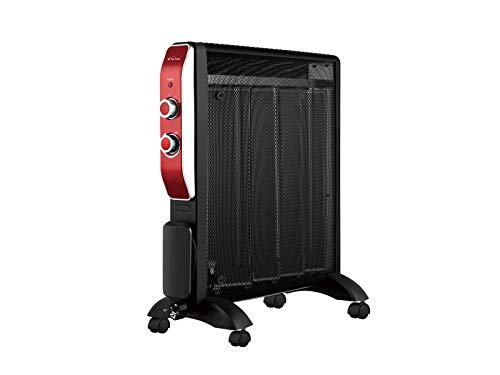 PURLINE MR2000B Heizung Mica Wärmewelle heizgerät 2000W, Elektrische Heizung mit einstellbarem Thermostat, leise für Zuhause und Büro mit Rädern, schwarz von PUR LINE