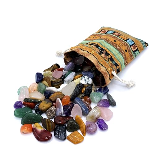 Edelstein Set | Bunter Mix an natürlichen Trommelsteinen | Mischung aus echten Edelsteinen | Praktisch im bunten Stoffbeutel Edelstein Set | Bunter Mix an natürlichen Trommelsteinen | Mischung aus echten Edelsteinen | Praktisch im bunten Stoffbeutel von PURAJA