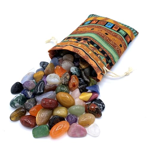 Edelstein Set | Bunter Mix an natürlichen Trommelsteinen | Mischung aus echten Edelsteinen | Praktisch im bunten Stoffbeutel Edelstein Set | Bunter Mix an natürlichen Trommelsteinen | Mischung aus echten Edelsteinen | Praktisch im bunten Stoffbeutel von PURAJA