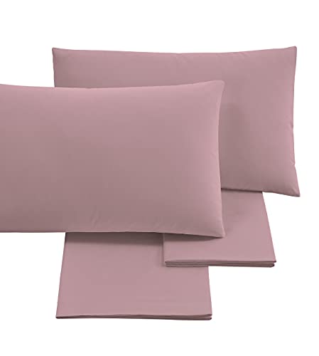 PURALUNA Bettwäsche-Set für Doppelbett (160 x 200 cm), Bettwäsche-Set aus Baumwolle, hergestellt in Italien, Puder, 160 x 200 cm, Höhe 30 cm von PURALUNA