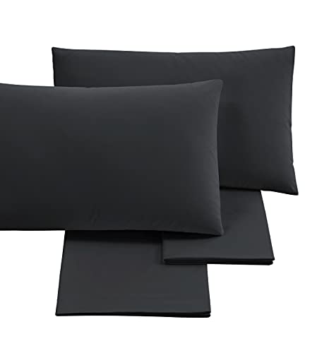 PURALUNA Maxi-Bettwäsche-Set (180 x 200 cm), aus Baumwolle, hergestellt in Italien (Schwarz, 180 x 200 cm, H30) von PURALUNA