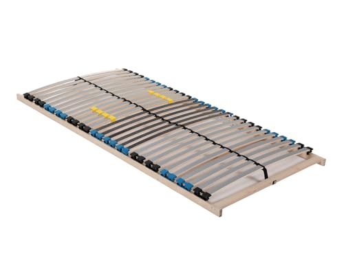 PURAMED Lattenrost Comfort 28 | 90x200 cm | 7 Zonen | 4-fache Härteregulierung | 28 Federleisten | starr | zur Selbstmontage von PURAMED