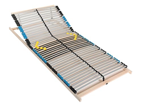 PURAMED Lattenrost Premium 42 | 90x200 cm | 7 Zonen | 6-fache Härteregulierung | 42 Federleisten | verstellbares Kopfteil | zur Selbstmontage von PURAMED