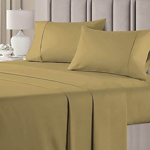 Pure Dreams 4-teiliges Bettwäsche-Set, 100 % ägyptische Baumwolle, 1 Bettlaken, 1 Spannbetttuch mit 38 cm tiefer Tasche und 2 Kissenbezügen, Fadenzahl 400, Taupe, einfarbig, Kingsize-Bett Pure Dreams 4-teiliges Bettwäsche-Set, 100 % ägyptische Baumwolle, 1 Bettlaken, 1 Spannbetttuch mit 38 cm tiefer Tasche und 2 Kissenbezügen, Fadenzahl 400, Taupe, einfarbig, Kingsize-Bett von PURE DREAMS BEDDING