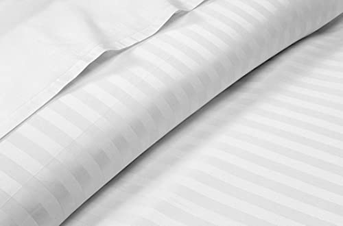 Pure Dreams Bettlaken-Set, Fadenzahl 1000, 4-teilig, Spannbetttuch (35 cm) tiefe Tasche, Bettlaken und 2 Kissenbezüge, 100 % ägyptische Baumwolle, Hotelqualität, weiße Streifen, King-Size-Größe von PURE DREAMS BEDDING