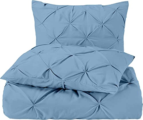 Pure Dreams Bettwäsche-Set, Fadenzahl 400, 5-teilig, mit Reißverschluss, 100 % ägyptische Baumwolle, Hellblau, einfarbig, Doppelgröße von PURE DREAMS BEDDING