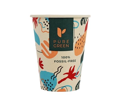 PG EcoAmour Zuckerrohr Pappbecher 240ml 8oz – 50 Stück – Kompostierbare Bio Kaffeebecher To Go – Umweltfreundlich & Biologisch Abbaubar – Einwegbecher aus Pflanzenfasern von PG EcoAmour