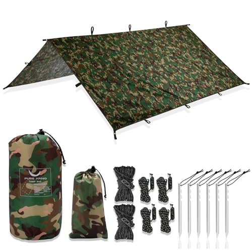 PURE HANG Premium Zeltplane Tarp 3x3 für Hängematte Outdoor Camping Wasserdicht mit Ösen Sonnensegel Strand Ultra-Leicht Sonnenschutz UV Schutz Regenschutz PURE HANG Premium Zeltplane Tarp 3x3 für Hängematte Outdoor Camping Wasserdicht mit Ösen Sonnensegel Strand Ultra-Leicht Sonnenschutz UV Schutz Regenschutz von PURE HANG