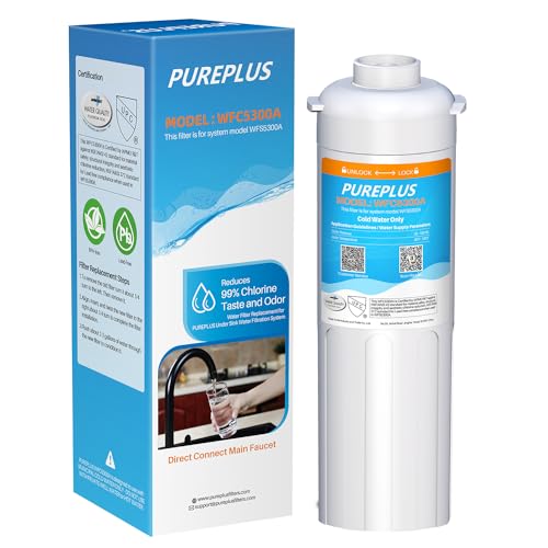 PUREPLUS WFC5300A Wasserfilter für Unterspüle, 22000 Gallonen, 99,99% Chlorreduzierung, NSF/ANSI zertifiziert, Ersatz für WFS5300A Wasserfiltersystem von PUREPLUS