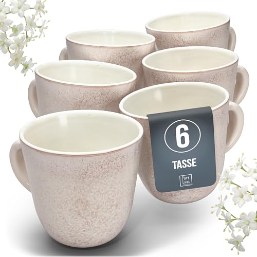 Steingut Kaffeetassen 6 Personen Ibiza TESTSIEGER, Traumhaftes Mediterranes Steingut Tassen Set, Stylisches Tee- und Kaffeebecher Set, Pure Living in Rose von PURE LIVING INTERIOR DESIGN