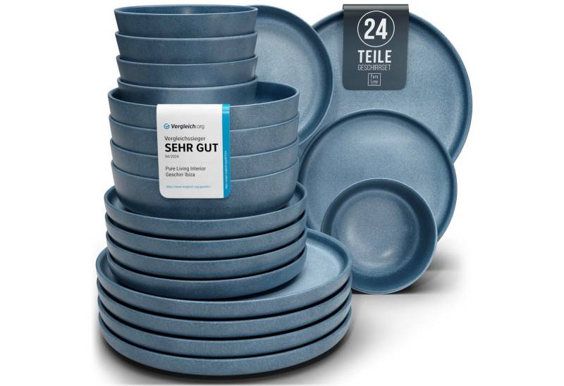 PURE LIVING INTERIOR DESIGN Geschirr-Set 6 Pers. 24-tlg - Hochwertiges Steingut Geschirrset - Tafelservice (24-tlg), 6 Personen, Steingut, Geschirr Set - Schüssel- und Teller Set von PURE LIVING INTERIOR DESIGN