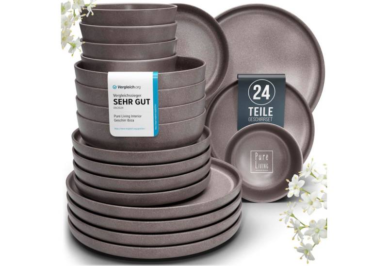 PURE LIVING INTERIOR DESIGN Geschirr-Set 6 Pers. 24-tlg - Hochwertiges Steingut Geschirrset - Tafelservice (24-tlg), 6 Personen, Steingut, Geschirr Set - Schüssel- und Teller Set von PURE LIVING INTERIOR DESIGN