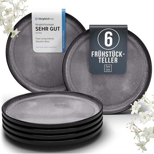 Steingut Frühstücksteller 6 Personen Ibiza TESTSIEGER, Traumhaftes Mediterranes Steingut Dessertteller Set, Kleine Teller, Salatteller - Pure Living in Grau Steingut Frühstücksteller 6 Personen Ibiza TESTSIEGER, Traumhaftes Mediterranes Steingut Dessertteller Set, Kleine Teller, Salatteller - Pure Living in Grau von PURE LIVING INTERIOR DESIGN