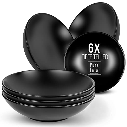 Steingut Suppenteller 6 Personen Manhattan TESTSIEGER, Cooles Urbanes Steingut Tiefe Teller Set, Pasta Teller Tief Groß - Pure Living in matt Schwarz Steingut Suppenteller 6 Personen Manhattan TESTSIEGER, Cooles Urbanes Steingut Tiefe Teller Set, Pasta Teller Tief Groß - Pure Living in matt Schwarz von PURE LIVING INTERIOR DESIGN