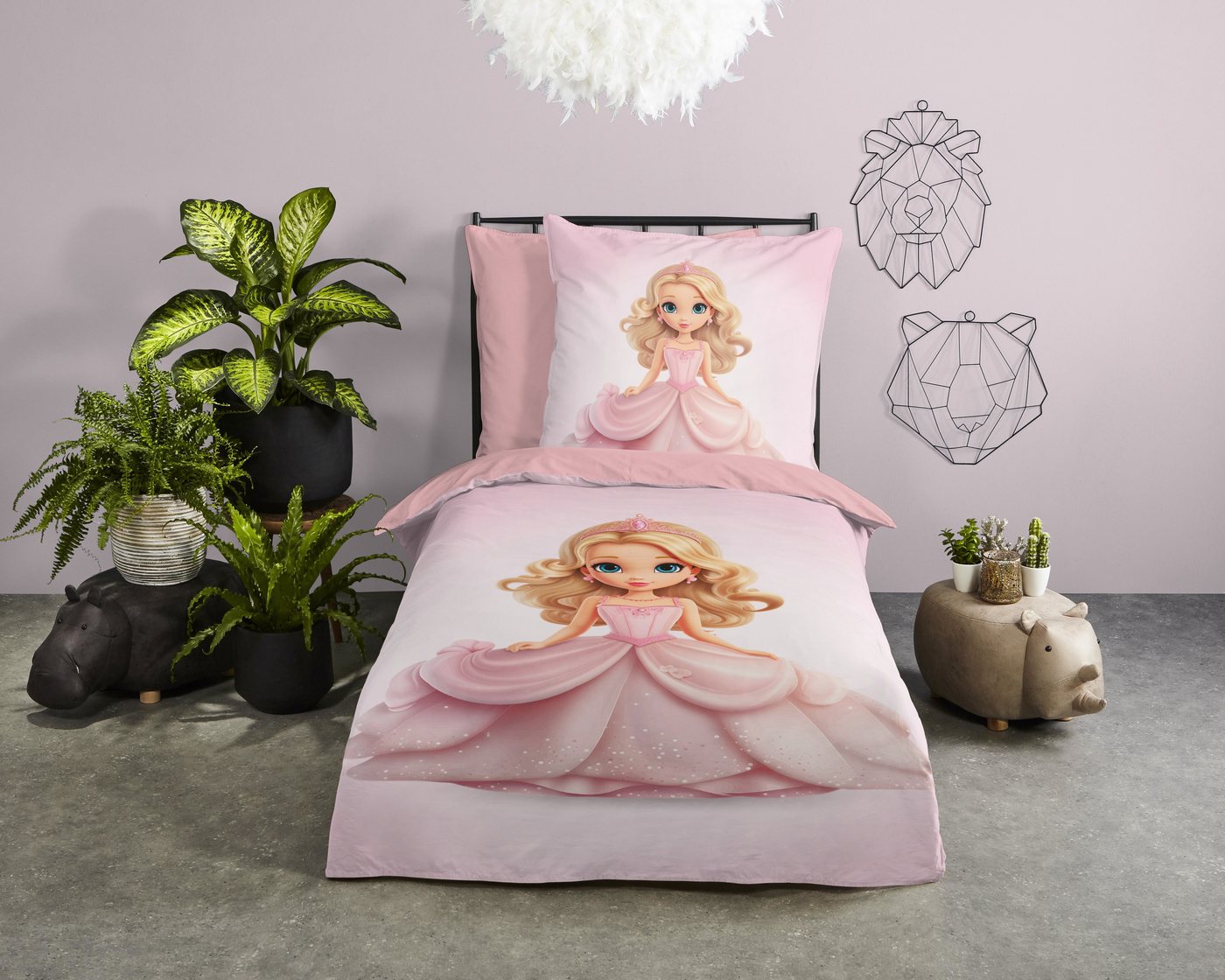 PURE luxury collection Kinderbettwäsche Bellas, Microfaser, 2 teilig, Mikrofaser, 135x200, 2 Teilig, Wendeoptik, Kind, Mädchen, Prinzessin von PURE luxury collection