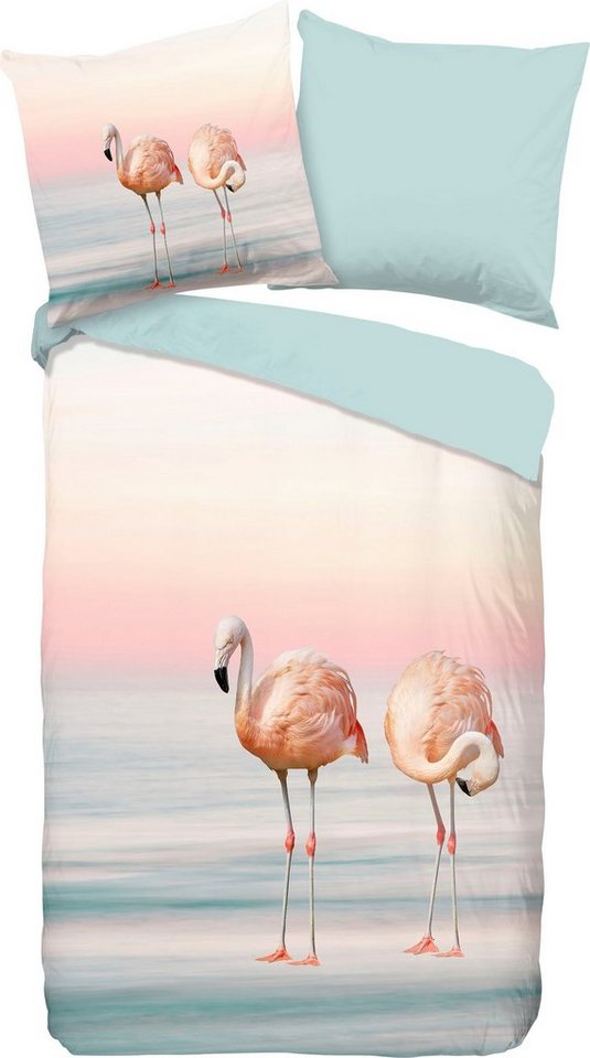 Wendebettwäsche Lounge, PURE luxury collection, Renforcé, 2 teilig, mit Flamingos von PURE luxury collection