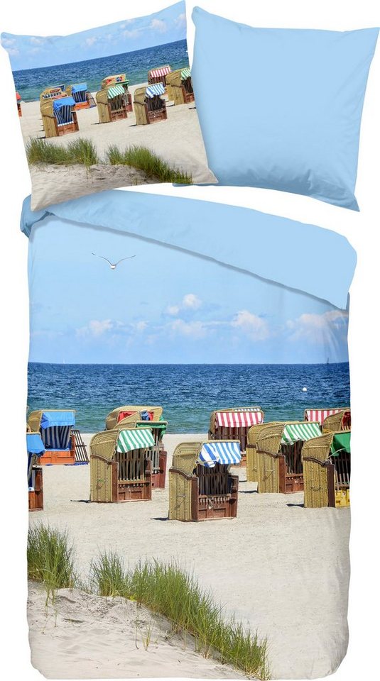 Wendebettwäsche Relax, PURE luxury collection, Renforcé, 2 teilig, mit Strandmotiv von PURE luxury collection