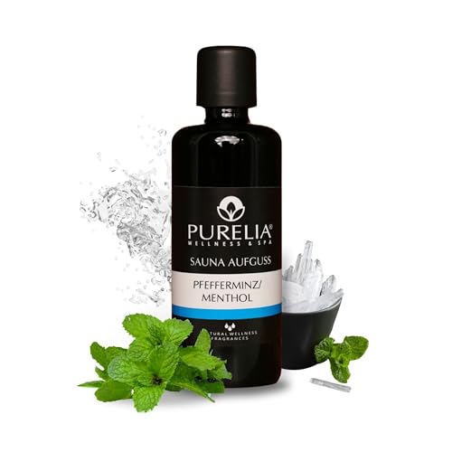 PURELIA Saunaaufguss Konzentrat Pfefferminz-Menthol 100 ml natürlicher Sauna-aufguss - Reine ätherische Öle von PURELIA