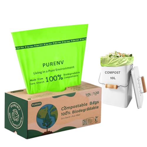PURENV 10L Biomüllbeutel, 120 Müllbeutel für Biotonne, 100% Kompostierbar und Biologisch Abbaubar, mit EN13432 Zertifizierung. Klimaneutral Hellgrün PURENV 10L Biomüllbeutel, 120 Müllbeutel für Biotonne, 100% Kompostierbar und Biologisch Abbaubar, mit EN13432 Zertifizierung. Klimaneutral Hellgrün von PURENV