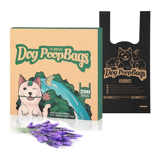 PURENV Hundekotbeutel Biologisch Abbaubar mit Henkel, 200 Eco-Freundlich Kacktüten für Hunde mit Griff, Große 18 * 38 CM, 100% Auslaufsicher, Extra Dick und Stark 3-Monatsvorrat mit Spenderbox PURENV Hundekotbeutel Biologisch Abbaubar mit Henkel, 200 Eco-Freundlich Kacktüten für Hunde mit Griff, Große 18 * 38 CM, 100% Auslaufsicher, Extra Dick und Stark 3-Monatsvorrat mit Spenderbox von PURENV
