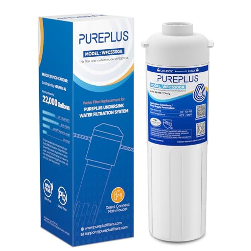 PUREPLUS WFC5300A Untertisch-Wasserfilter, 22000 Gallonen, 99,99% Chlorreduzierung, NSF/ANSI-zertifiziert, Ersatz für WFS5300A Untertisch-Wasserfiltersystem von PUREPLUS