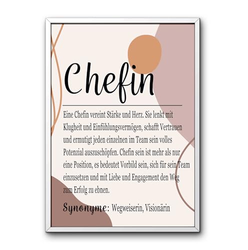 Chefin Boho Poster als Büro Deko: Definitionsposter (Din A4 ohne Rahmen) - Bild zum Danke sagen, zur Verschönerung, Geschenk, Geburtstag, Geburtstagsgeschenk, Dankeschön, Abschied von PURESIZE