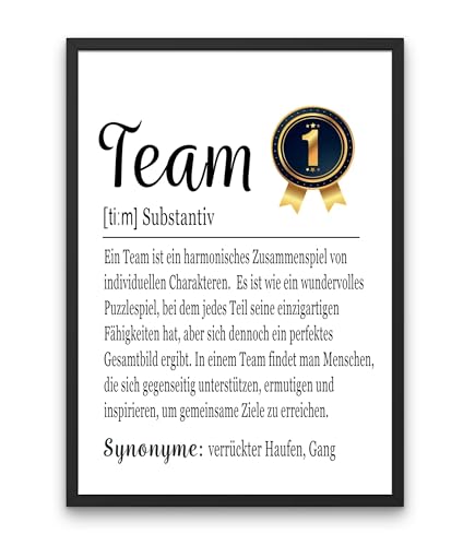 PURESIZE Glanzendes A3-Team-Bild: Perfektes Dankeschön für Ihr Büro, Sportteam, Mitarbeitergeschenk, Kollegen Abschied, Wertschätzung, Teamgeist, Inspiration, Zusammenhalt von PURESIZE