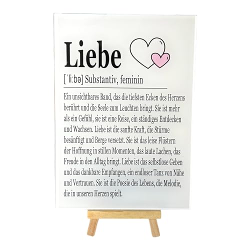 PURESIZE Liebe Deko Bild aus Acrylglas (15x21cm) mit Staffelei zum Aufstellen, Geschenk Partnerin, Valentinstag, Jubiläum, Jahrestag, Hochzeitstag, Kleinigkeit von PURESIZE