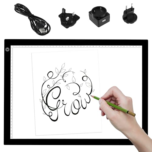 PURElite Ultradünner LED-Leuchtkasten mit einstellbarem natürlichem Tageslichteffekt, schwarz, A3 von PURElite