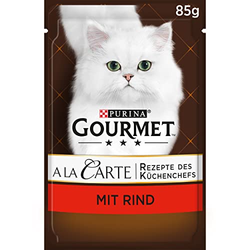 Gourmet A la Carte Katzenfutter nass, mit Rind und Gemüse, 26er Pack (26 x 85g) von GOURMET