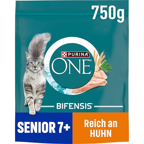 PURINA ONE BIFENSIS Senior 7+ Katzenfutter trocken, reich an Huhn, 6er Pack (6 x 750g) von PURINA ONE