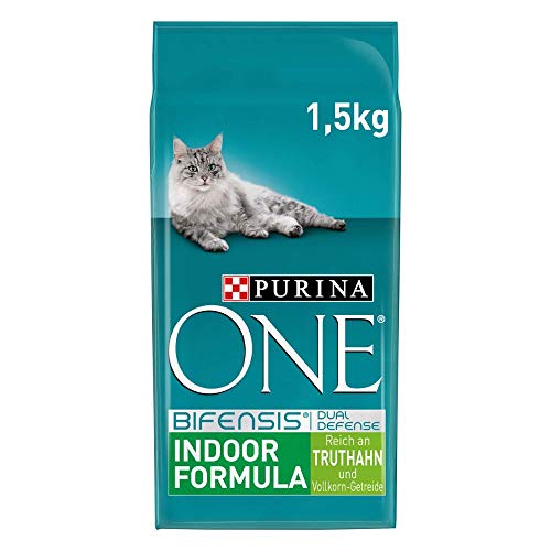 PURINA ONE BIFENSIS Indoor Formula Katzentrockenfutter: reich an Truthahn & Vollkorn-Getreide, ballaststoffreiche Nahrung für Wohnungskatzen von PURINA ONE