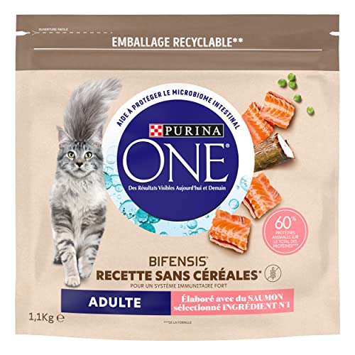 PURINA ONE Bifensis ohne Getreide | Trockenfutter mit Lachs für ausgewachsene Katzen | Beutel mit 1,1 kg PURINA ONE Bifensis ohne Getreide | Trockenfutter mit Lachs für ausgewachsene Katzen | Beutel mit 1,1 kg von PURINA ONE