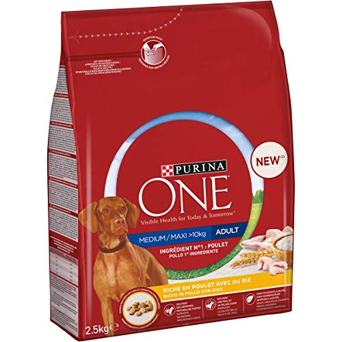 PURINA ONE Medium Maxi Trockenfutter für Erwachsene Hunde mit Huhn und Reis 4 Beutel à 2,5 kg PURINA ONE Medium Maxi Trockenfutter für Erwachsene Hunde mit Huhn und Reis 4 Beutel à 2,5 kg von PURINA ONE