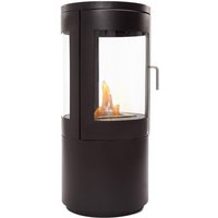 Purline - Bioethanolofen für den Außenbereich, Turmdesign aus schwarzem Stahl mit Tür aus gehärtetem Glas von PURLINE