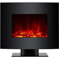 Elektrischer Kamin, 2000W, schwarzes gehärtetes Glas, mit Ständer und Fernbedienung von PURLINE