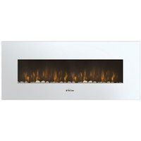 Elektrischer Panoramakamin mit LED-Umgebungslicht und weißer Frontblende von PURLINE
