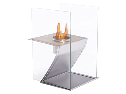 Purline Hera - Tisch-Biokamin aus Edelstahl und gehärteter Glasplatte für den Innen- und Außenbereich von PUR LINE