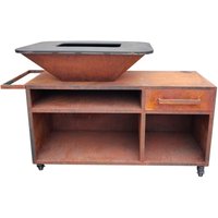 Purline - Großer Grill mit Schrank und Grillplatte aus Stahl von PURLINE