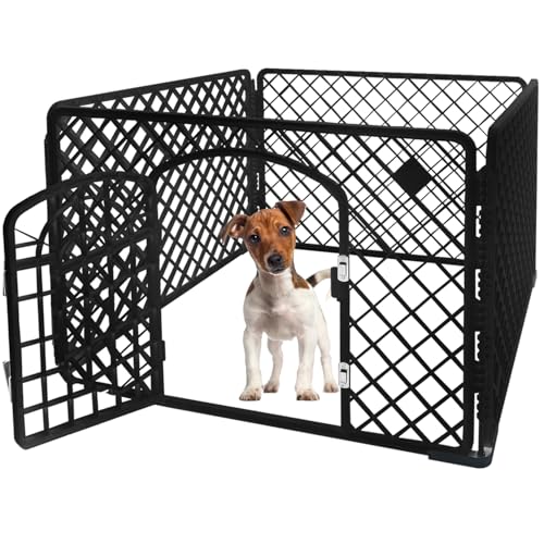 Welpenlaufstall 90×90×60 cm – Stabiler Hunde- & Kleintier-Laufstall aus PP & Stahl mit Tür & Sicherheitsverschluss, werkzeugloser 5-Min-Aufbau, für Wohnung & Garten (rutschfeste Rundkanten) – PURLOV von Purlov