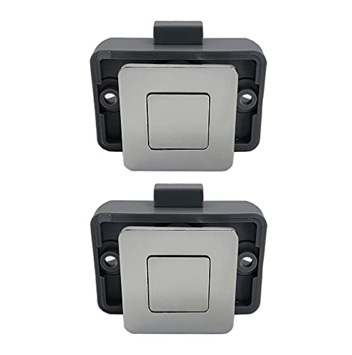 PUROCEAN Metall-Druckknopf-Verriegelung, quadratisch, für Boote, Yachten, Wohnmobil, Wohnwagen, Wohnmobile, Wohnmobile, Wohnmobile, Schränke und Schränke, quadratische Form, verchromt, 2 Sets von PUROCEAN