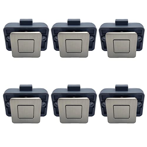 PUROCEAN Metall-Druckknopf-Verriegelung, quadratisch, für Wohnmobile, 6 Stück (Nickel) von PUROCEAN