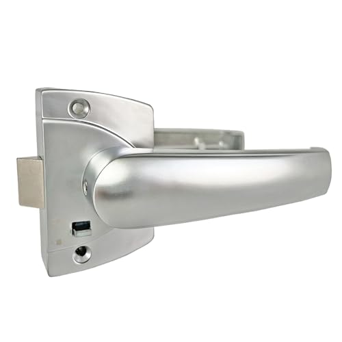 Purocean Metall-Level-Griffschloss, L-Typ-Wohnmobil-Toilettentürgriff-Verriegelung, Wohnmobil-Toilettenschloss, Waschraum-Türgriff, Badezimmergriffschloss für Wohnmobil-Camper Yatch (Silber) von PUROCEAN