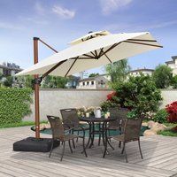 Garten Sonnenschirm, quadratischer Alu Holzoptik Ampelschirm Überhang mit Kurbelgriff und Neigung für Balkon 2.7 x 2.7 m UV50+, Cream - Purple Leaf von PURPLE LEAF