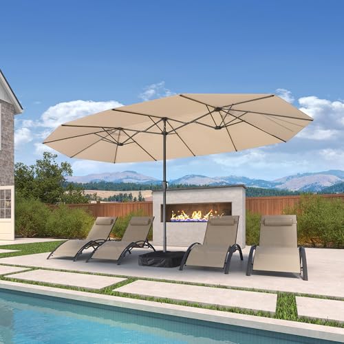 PURPLE LEAF 455 x 270 cm Doppelsonnenschirm Groß, Sonnenschirm XXL mit Kurbel Rechteckig Marktschirm für Terrasse, Balkon, Garten, Gestell Stahl, UV Schutz, Beige PURPLE LEAF 455 x 270 cm Doppelsonnenschirm Groß, Sonnenschirm XXL mit Kurbel Rechteckig Marktschirm für Terrasse, Balkon, Garten, Gestell Stahl, UV Schutz, Beige von PURPLE LEAF