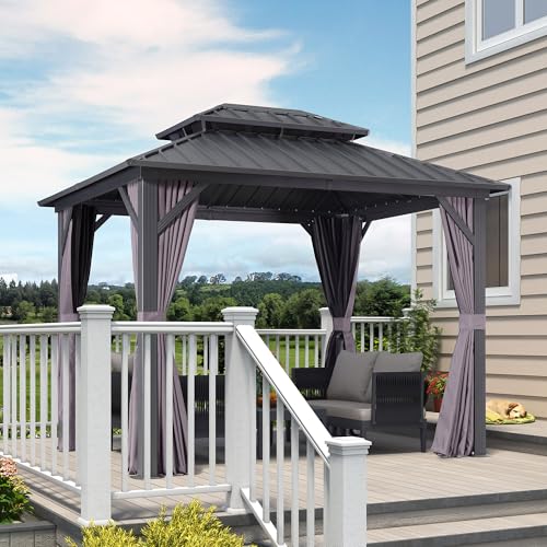 PURPLE LEAF Alu Pavillon 2.4 x 3 m Festem Dach, Basisch Pavillon Wasserdicht Stabil Winterfest Gartenpavillon mit Seitenteilen Stahldach Hardtop für Grillpavillon, Grau PURPLE LEAF Alu Pavillon 2.4 x 3 m Festem Dach, Basisch Pavillon Wasserdicht Stabil Winterfest Gartenpavillon mit Seitenteilen Stahldach Hardtop für Grillpavillon, Grau von PURPLE LEAF