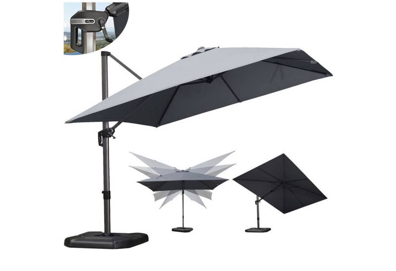 PURPLE LEAF Ampelschirm Außenbereich Rechteckiger großer Seitlich Neigender Sonnenschirm, LxB: 350,00x250,00 cm, 360°Rotation, Sonnenschutz UV50+, für Garten, Terrasse, Pool von PURPLE LEAF