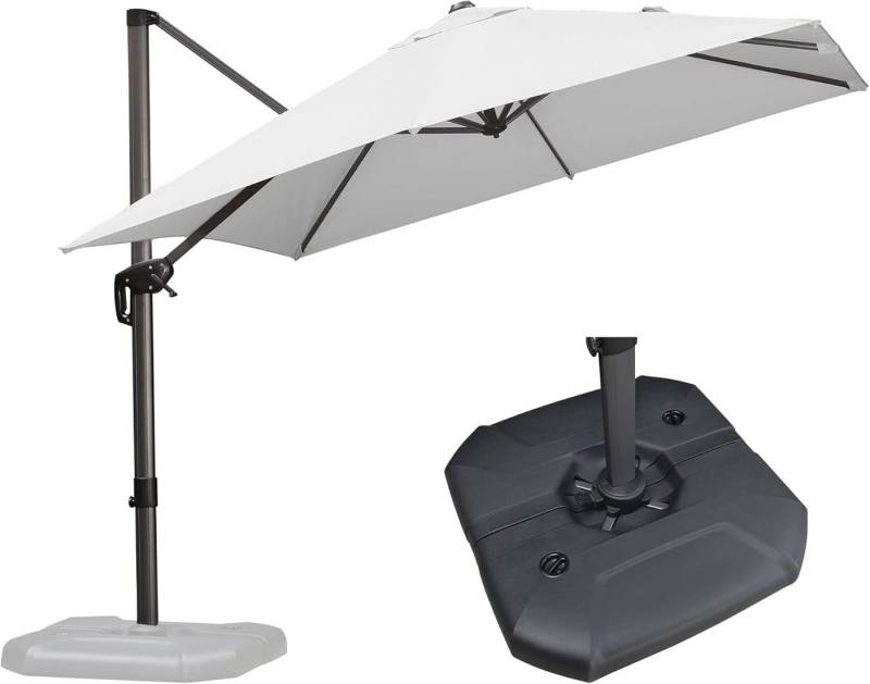 PURPLE LEAF Ampelschirm Quadratischer Alu Außenbereich Sonnenschirm mit Schirmständer, LxB: 270,00x270,00 cm, für Garten, Terrasse, Pool, Balkon von PURPLE LEAF